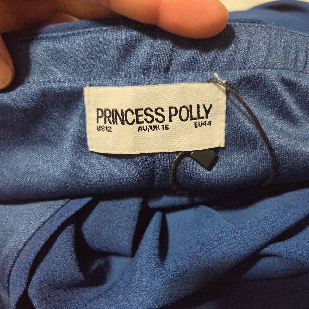 Princess Polly Navy Blue Halter Maxi Dress V-Neck Open Back Formal Evening Gown - Picture 11 of 16